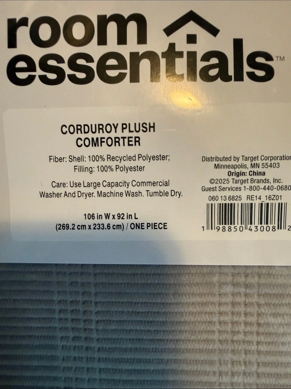 Room Essentials Corduroy Plush Comforter - Gray king size